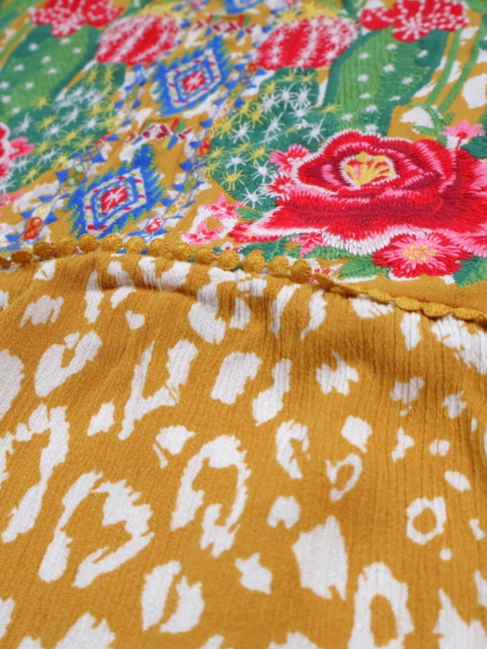 Savanna Jane Embroidered Cactus Floral Boho Blouse 1X - Picture 8 of 8